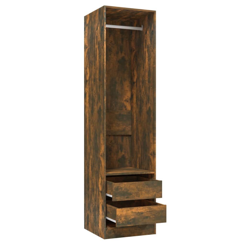 Kledingkast met lades 50x50x200 cm bewerkt hout gerookt eiken is nu te koop bij PeponiXL, paradijselijk wonen!
