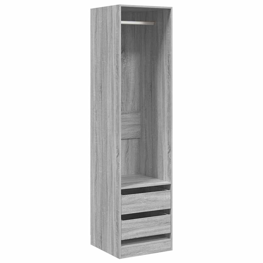 Kledingkast met lades 50x50x200 cm bewerkt hout grijs somoma is nu te koop bij PeponiXL, paradijselijk wonen!
