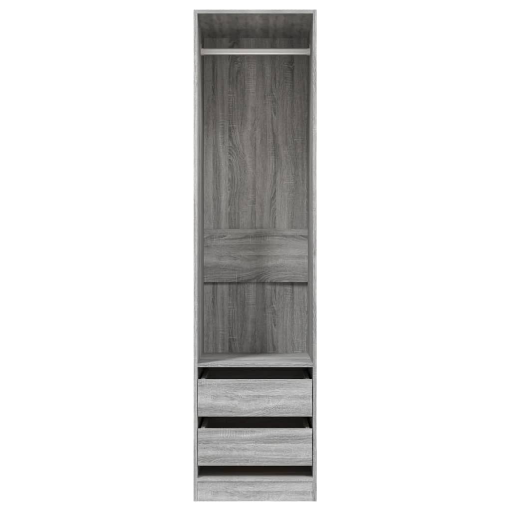 Kledingkast met lades 50x50x200 cm bewerkt hout grijs somoma is nu te koop bij PeponiXL, paradijselijk wonen!