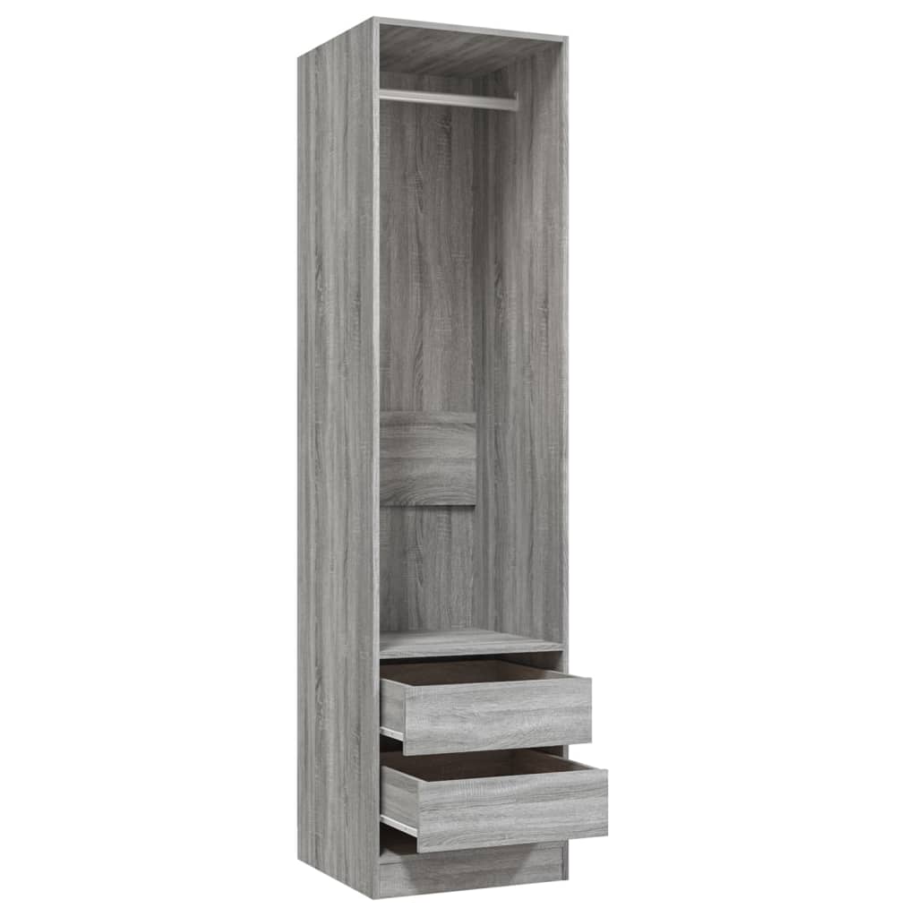 Kledingkast met lades 50x50x200 cm bewerkt hout grijs somoma is nu te koop bij PeponiXL, paradijselijk wonen!