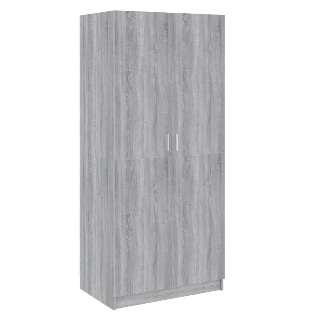 Kledingkast 80x52x180 cm bewerkt hout grijs sonoma eikenkleurig is nu te koop bij PeponiXL, paradijselijk wonen!