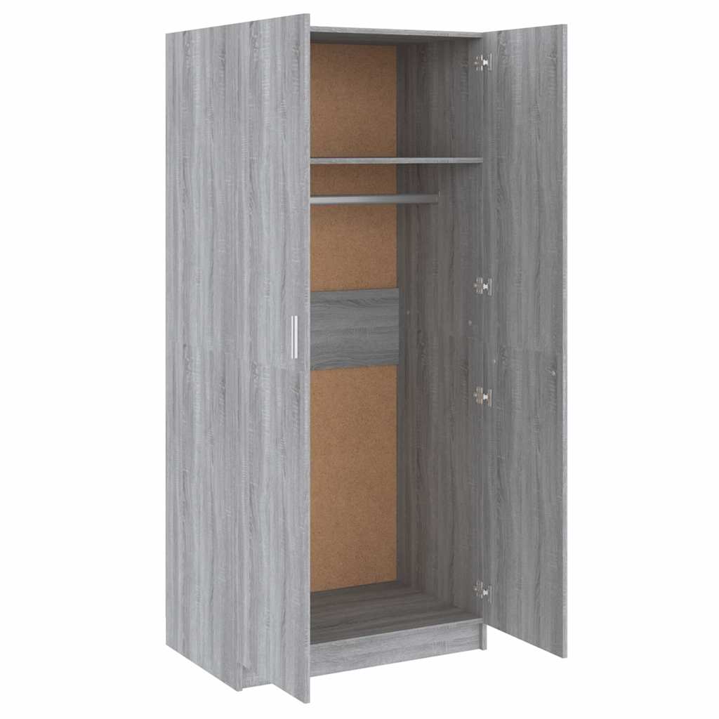Kledingkast 80x52x180 cm bewerkt hout grijs sonoma eikenkleurig is nu te koop bij PeponiXL, paradijselijk wonen!