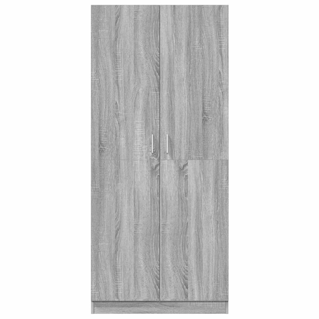 Kledingkast 80x52x180 cm bewerkt hout grijs sonoma eikenkleurig is nu te koop bij PeponiXL, paradijselijk wonen!