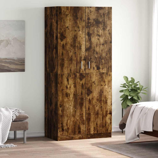 Kledingkast 90x52x200 cm bewerkt hout gerookt eikenkleurig is nu te koop bij PeponiXL, paradijselijk wonen!