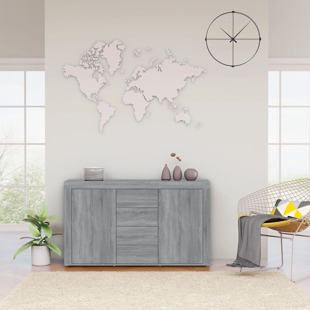 Dressoir 120x36x69 cm bewerkt hout grijs sonoma eikenkleurig is nu te koop bij PeponiXL, paradijselijk wonen!
