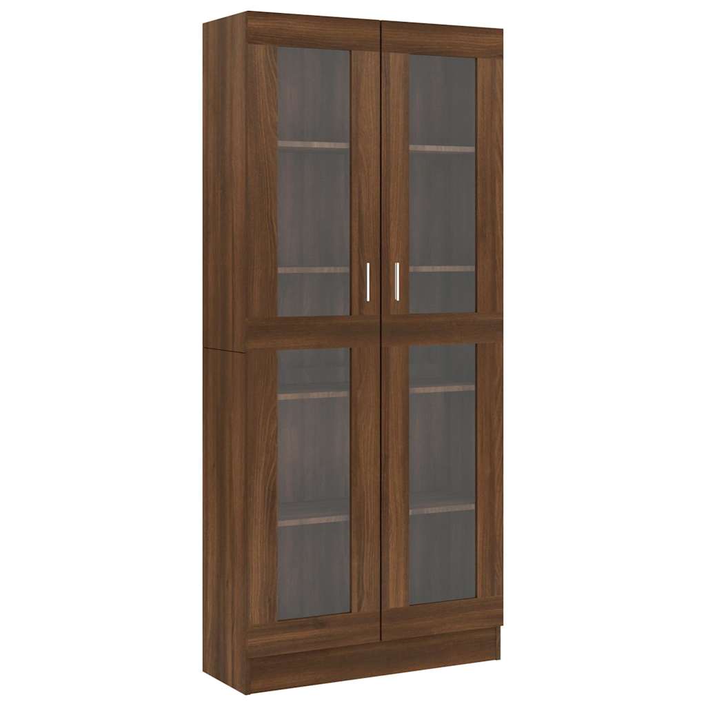 Vitrinekast 82,5x30,5x185 cm bewerkt hout bruin eikenkleur is nu te koop bij PeponiXL, paradijselijk wonen!