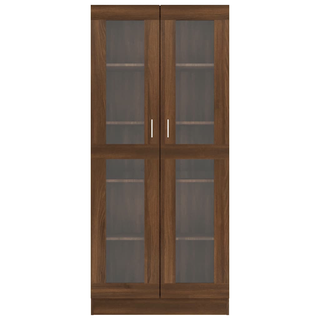 Vitrinekast 82,5x30,5x185 cm bewerkt hout bruin eikenkleur is nu te koop bij PeponiXL, paradijselijk wonen!