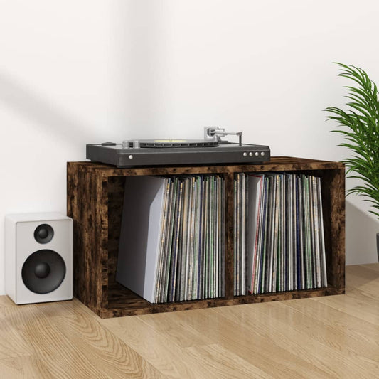 Opbergbox voor LP's 71x34x36 cm bewerkt hout gerookt eikenkleur is nu te koop bij PeponiXL, paradijselijk wonen!
