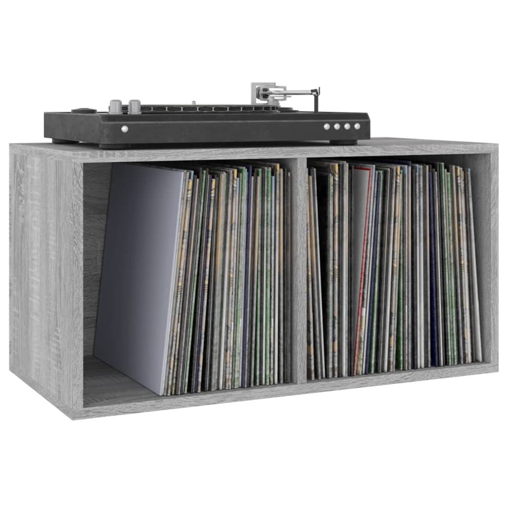 Opbergbox voor LP's 71x34x36 cm bewerkt hout grijs sonoma eiken is nu te koop bij PeponiXL, paradijselijk wonen!