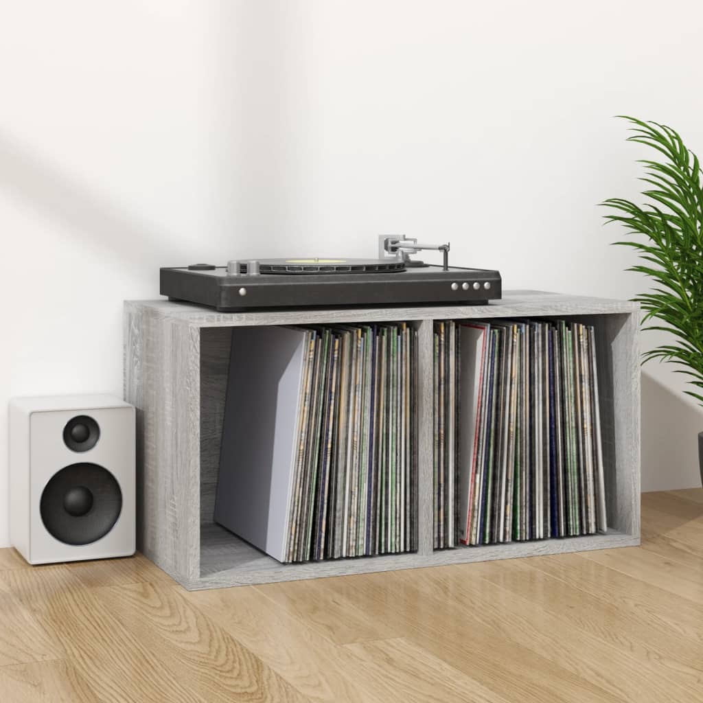 Opbergbox voor LP's 71x34x36 cm bewerkt hout grijs sonoma eiken is nu te koop bij PeponiXL, paradijselijk wonen!