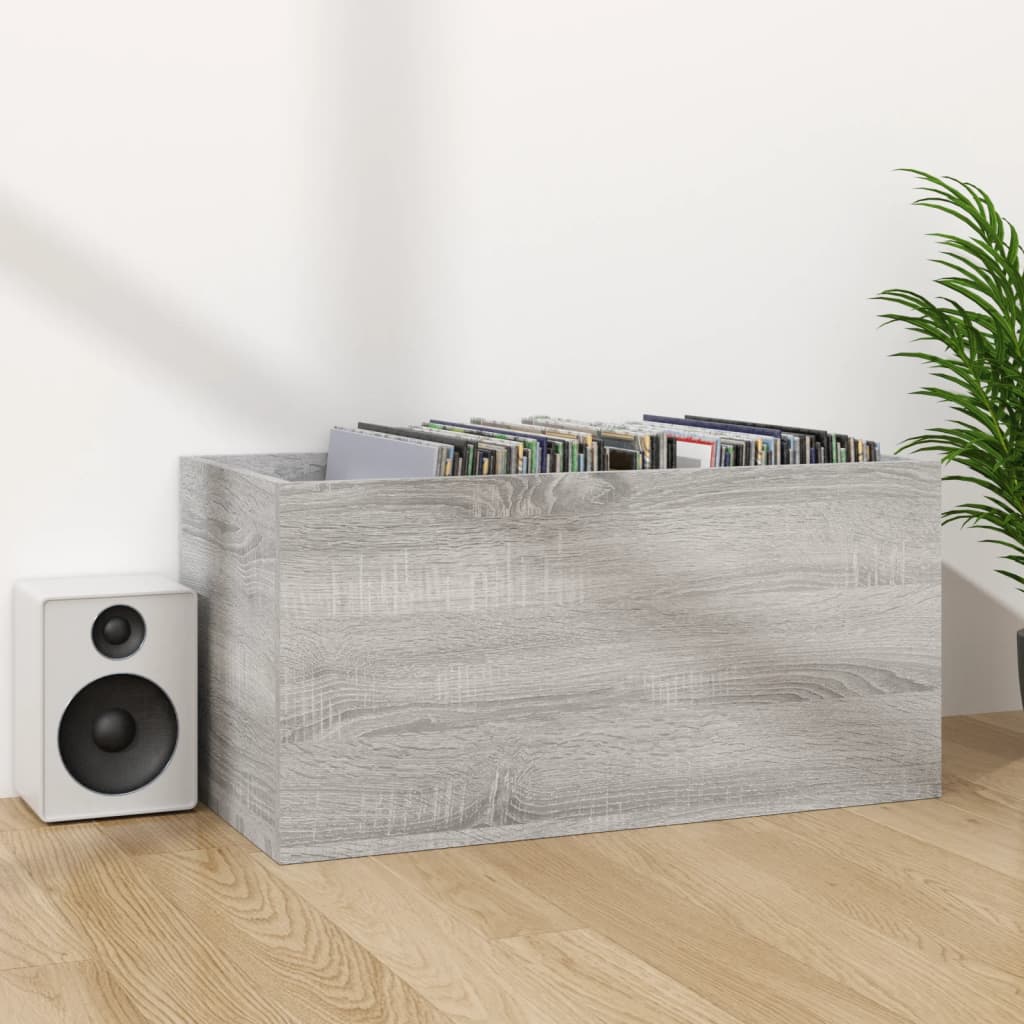 Opbergbox voor LP's 71x34x36 cm bewerkt hout grijs sonoma eiken is nu te koop bij PeponiXL, paradijselijk wonen!