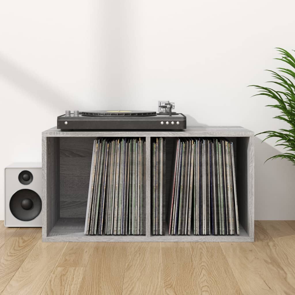 Opbergbox voor LP's 71x34x36 cm bewerkt hout grijs sonoma eiken is nu te koop bij PeponiXL, paradijselijk wonen!