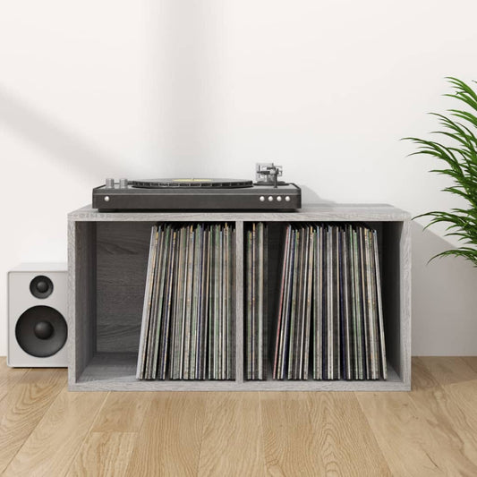 Opbergbox voor LP's 71x34x36 cm bewerkt hout grijs sonoma eiken is nu te koop bij PeponiXL, paradijselijk wonen!