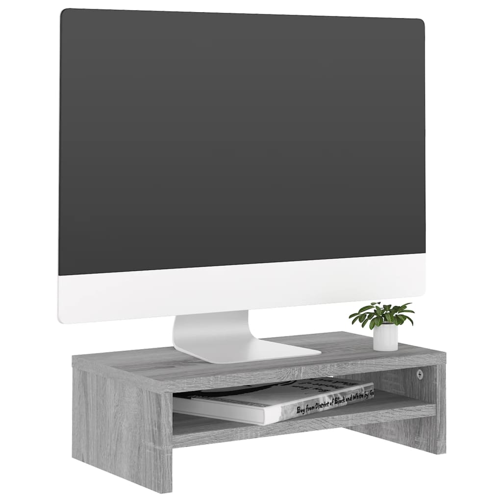 Monitorstandaard 42x24x13 cm bewerkt hout grijs sonoma eiken is nu te koop bij PeponiXL, paradijselijk wonen!