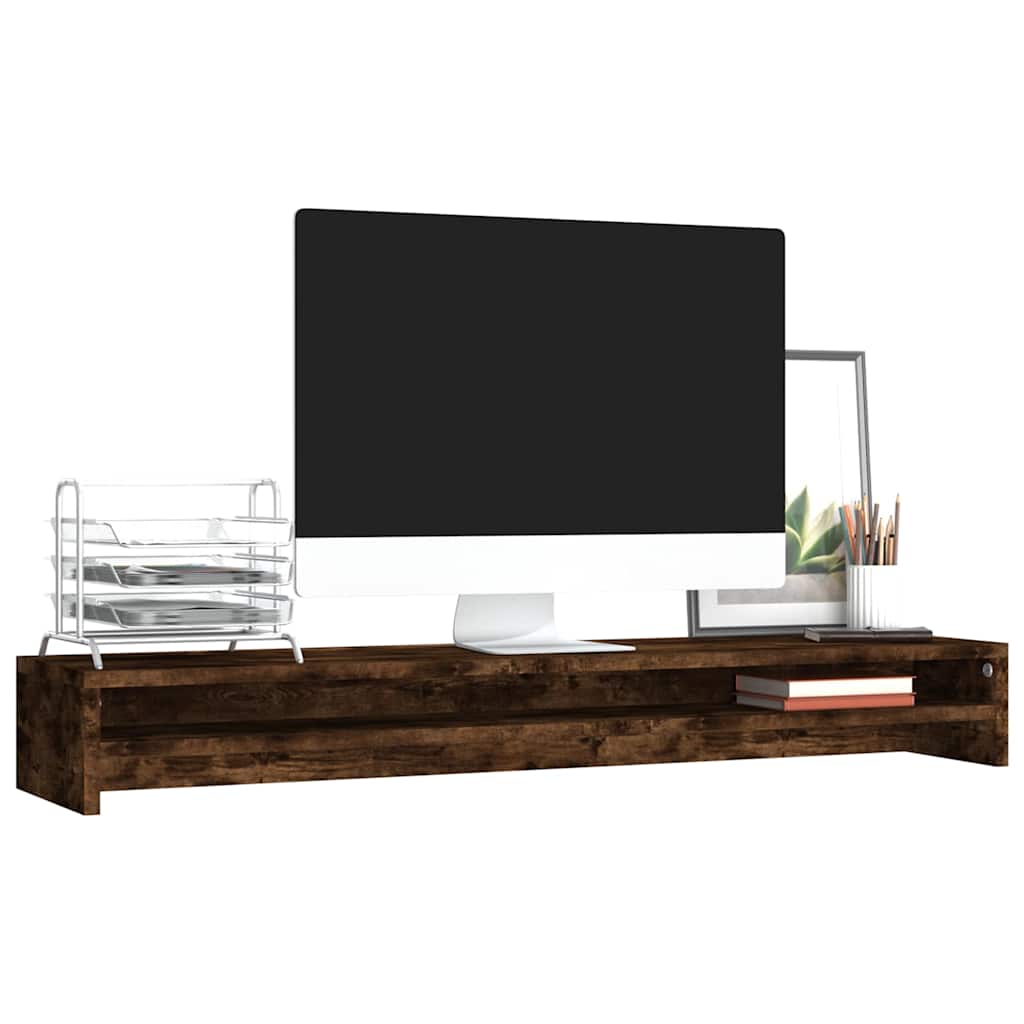 Monitorstandaard 100x24x13 cm bewerkt hout gerookt eikenkleurig is nu te koop bij PeponiXL, paradijselijk wonen!