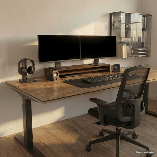 Monitorstandaard 100x24x13 cm bewerkt hout bruin eikenkleur is nu te koop bij PeponiXL, paradijselijk wonen!
