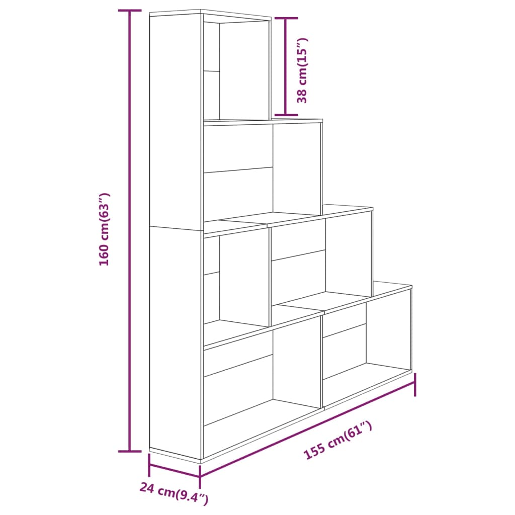 Boekenkast 155x24x160 cm gerookt eikenkleurig is nu te koop bij PeponiXL, paradijselijk wonen!
