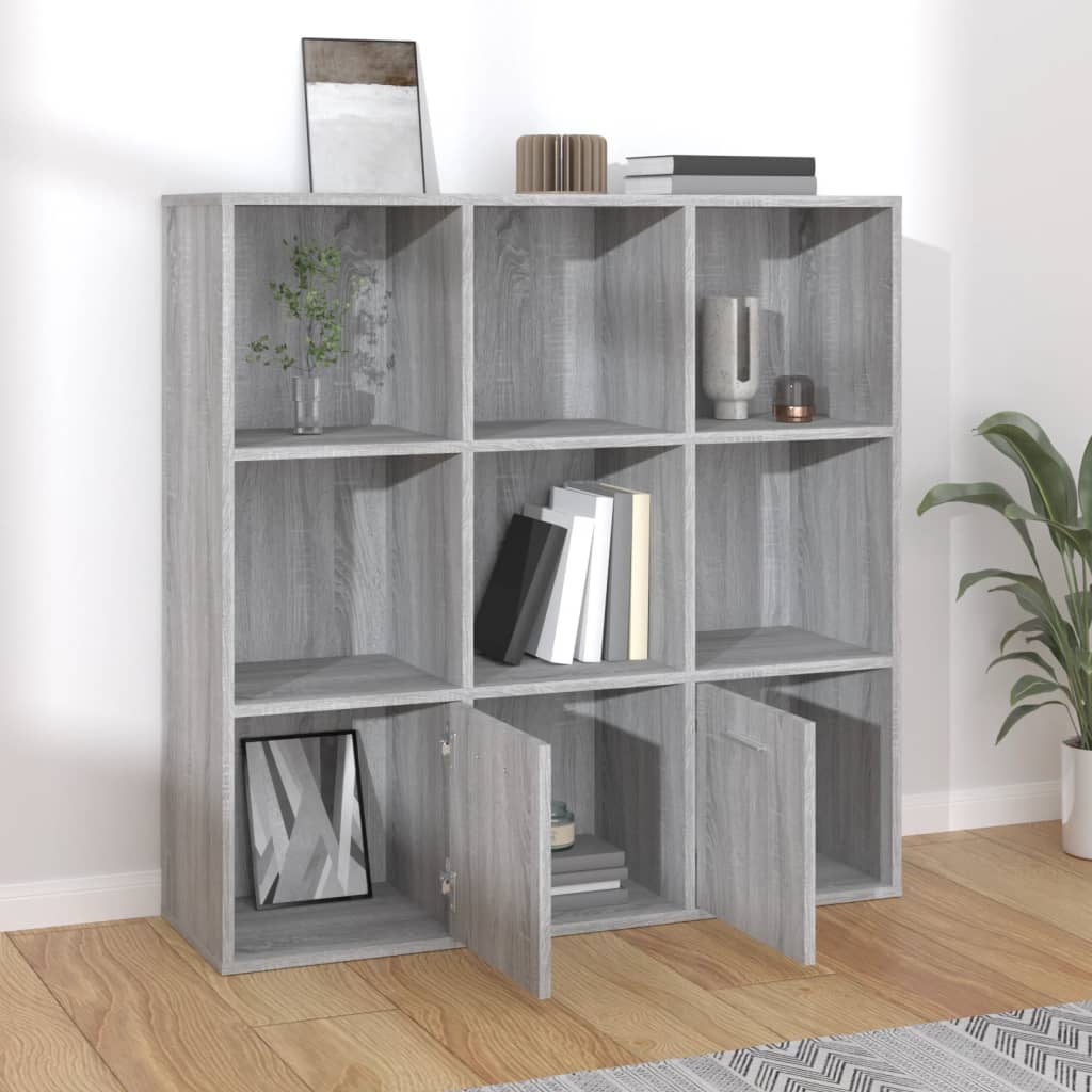 Boekenkast 98x30x98 cm grijs sonoma eikenkleurig is nu te koop bij PeponiXL, paradijselijk wonen!