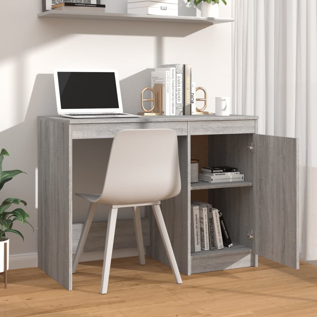Bureau 100x50x76 cm bewerkt hout grijs sonoma eikenkleurig is nu te koop bij PeponiXL, paradijselijk wonen!