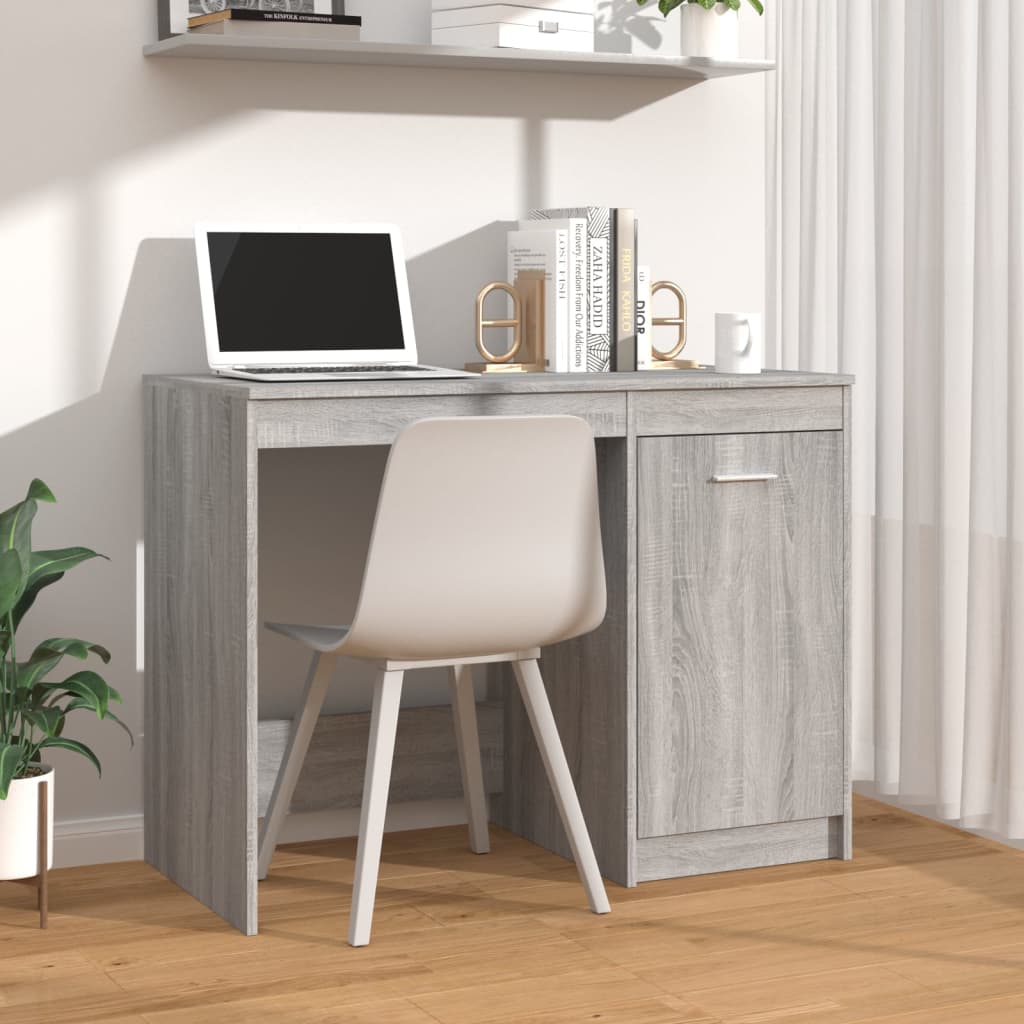 Bureau 100x50x76 cm bewerkt hout grijs sonoma eikenkleurig is nu te koop bij PeponiXL, paradijselijk wonen!