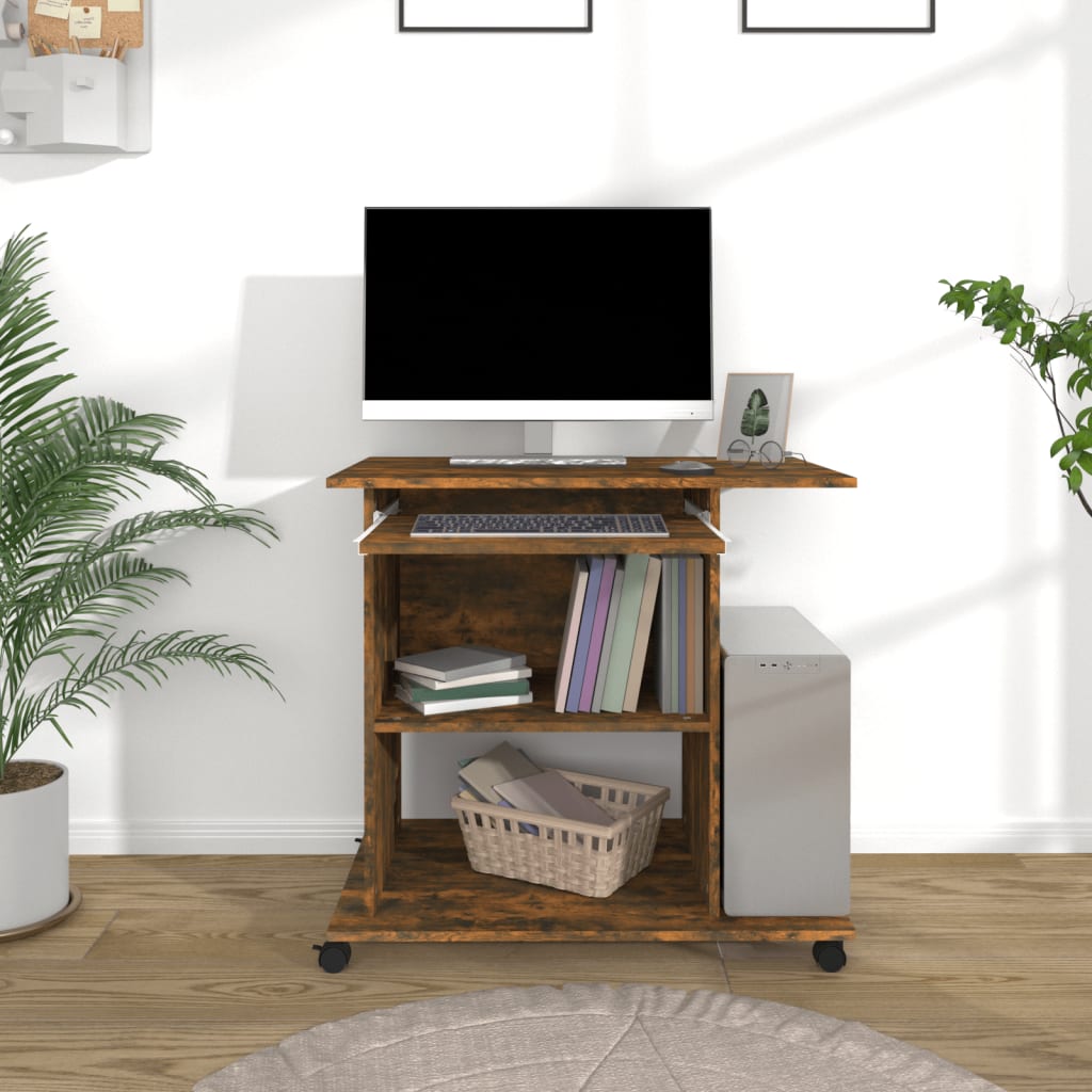 Computerbureau 80x50x75 cm bewerkt hout gerookt eikenkleurig is nu te koop bij PeponiXL, paradijselijk wonen!