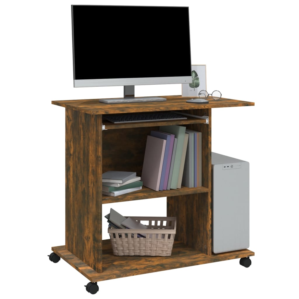Computerbureau 80x50x75 cm bewerkt hout gerookt eikenkleurig is nu te koop bij PeponiXL, paradijselijk wonen!