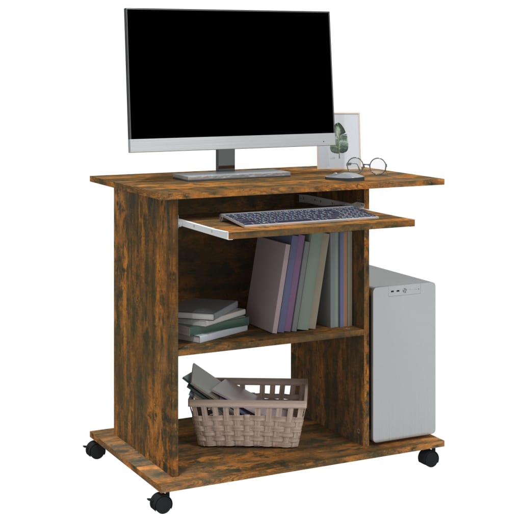 Computerbureau 80x50x75 cm bewerkt hout gerookt eikenkleurig is nu te koop bij PeponiXL, paradijselijk wonen!
