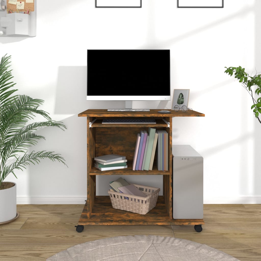 Computerbureau 80x50x75 cm bewerkt hout gerookt eikenkleurig is nu te koop bij PeponiXL, paradijselijk wonen!