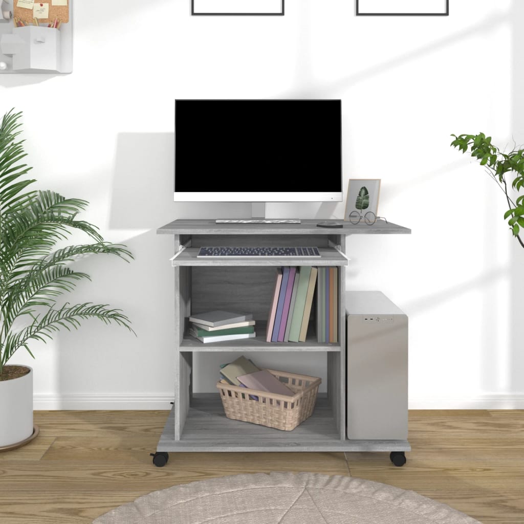 Computerbureau 80x50x75 cm bewerkt hout grijs sonoma eikenkleur is nu te koop bij PeponiXL, paradijselijk wonen!