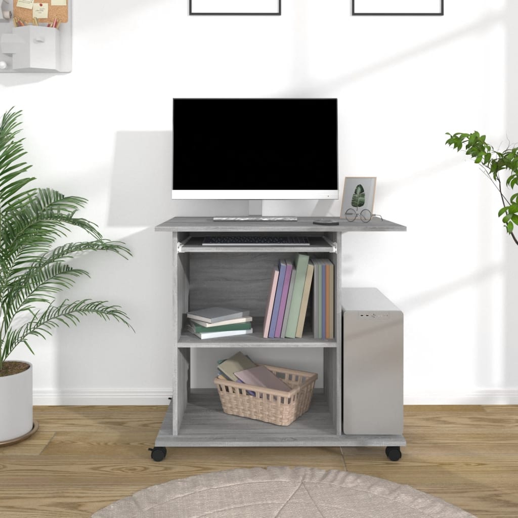 Computerbureau 80x50x75 cm bewerkt hout grijs sonoma eikenkleur is nu te koop bij PeponiXL, paradijselijk wonen!