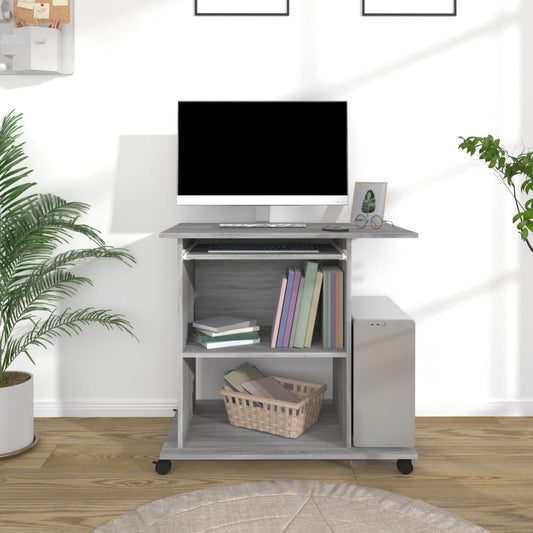 Computerbureau 80x50x75 cm bewerkt hout grijs sonoma eikenkleur is nu te koop bij PeponiXL, paradijselijk wonen!
