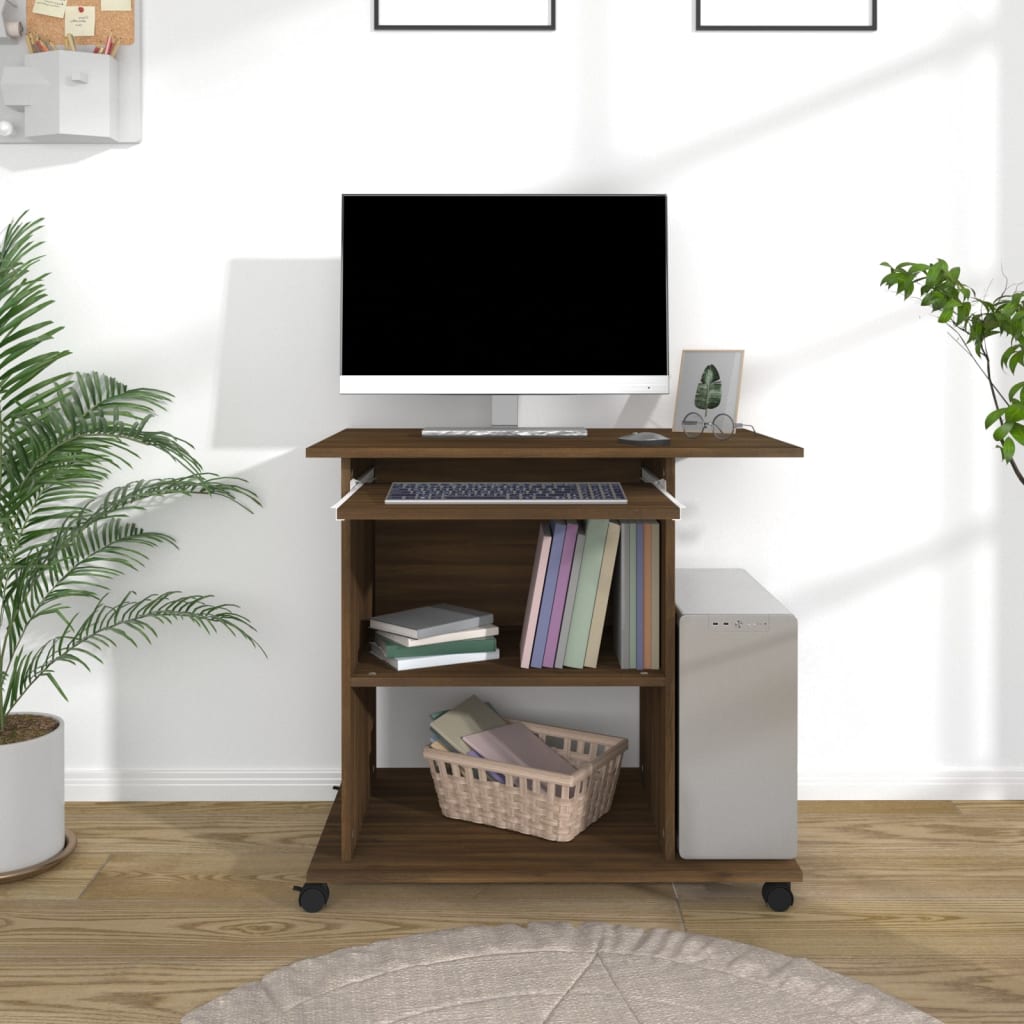 Computerbureau 80x50x75 cm bewerkt hout bruin eikenkleur is nu te koop bij PeponiXL, paradijselijk wonen!