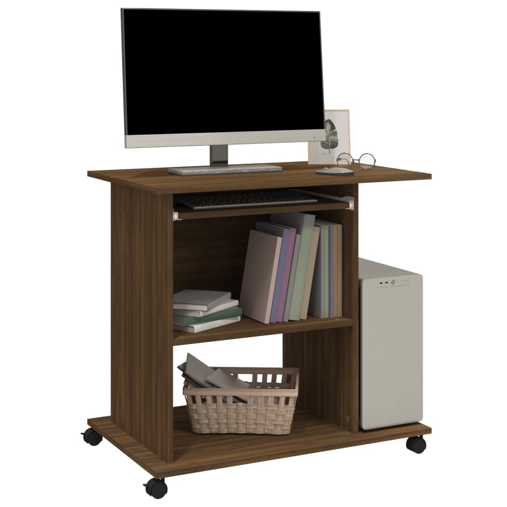 Computerbureau 80x50x75 cm bewerkt hout bruin eikenkleur is nu te koop bij PeponiXL, paradijselijk wonen!