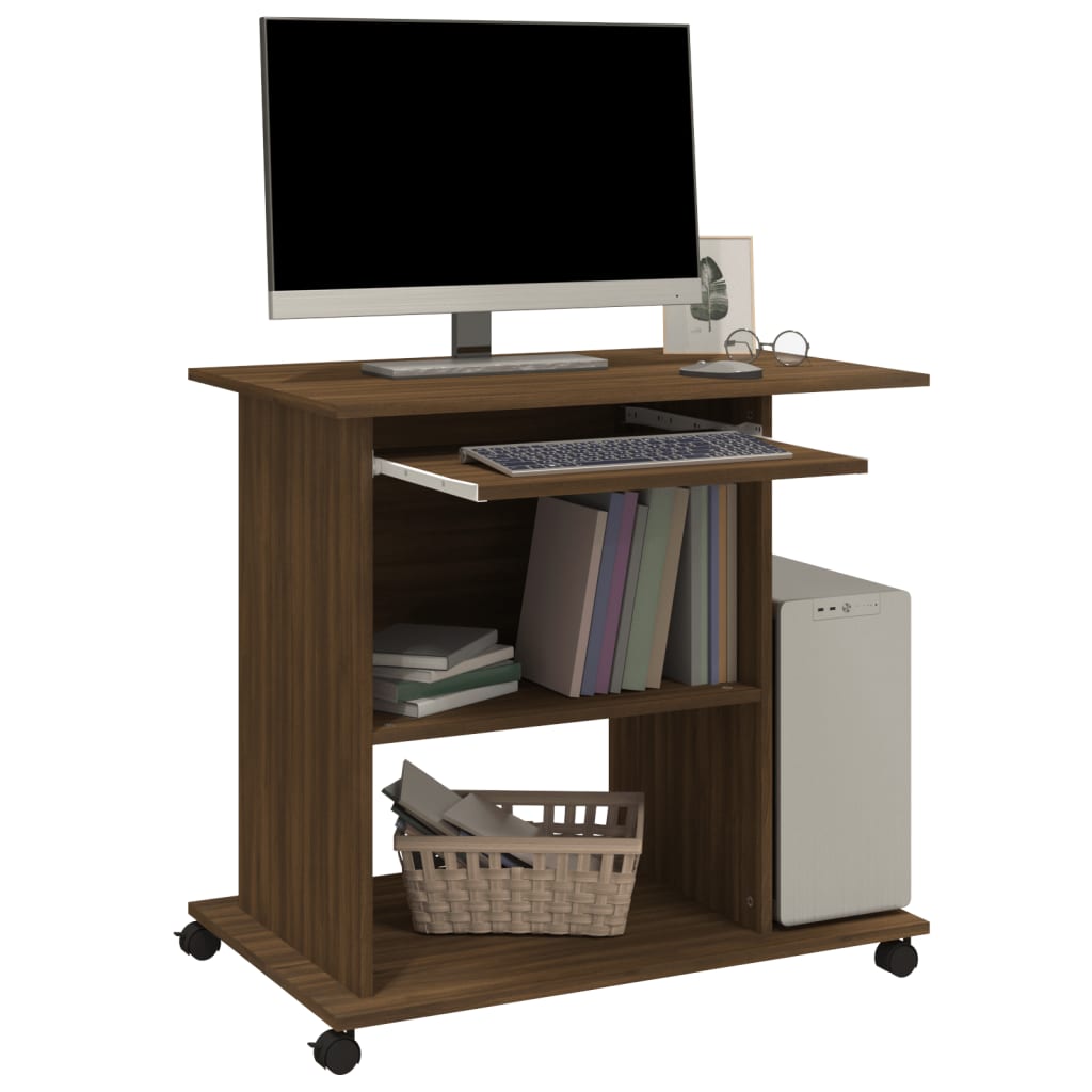 Computerbureau 80x50x75 cm bewerkt hout bruin eikenkleur is nu te koop bij PeponiXL, paradijselijk wonen!