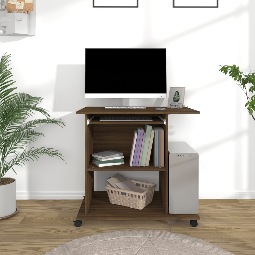 Computerbureau 80x50x75 cm bewerkt hout bruin eikenkleur is nu te koop bij PeponiXL, paradijselijk wonen!