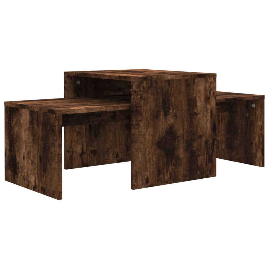 Salontafelset 100x48x40 cm bewerkt hout gerookt eikenkleurig is nu te koop bij PeponiXL, paradijselijk wonen!