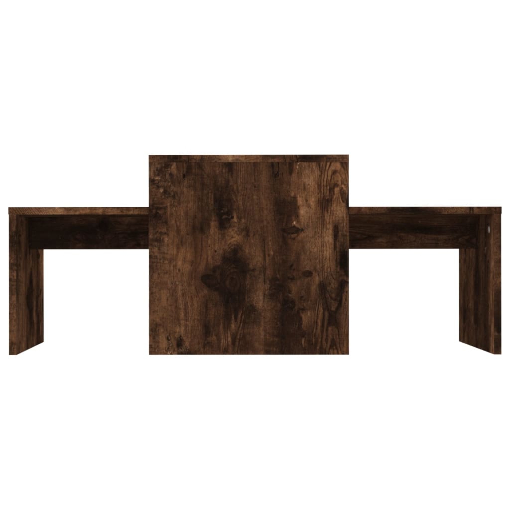 Salontafelset 100x48x40 cm bewerkt hout gerookt eikenkleurig is nu te koop bij PeponiXL, paradijselijk wonen!