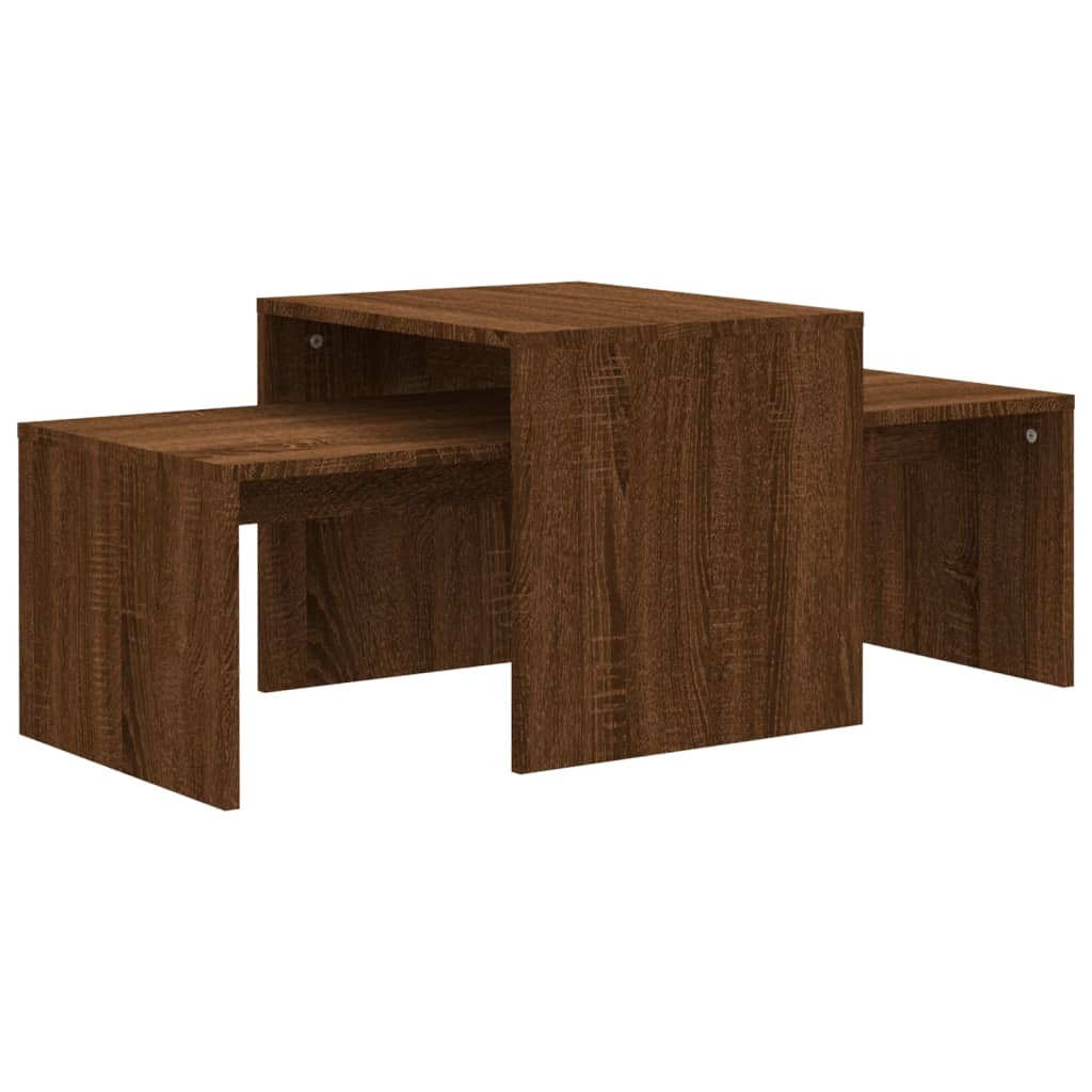 Salontafelset 100x48x40 cm bewerkt hout bruin eikenkleur