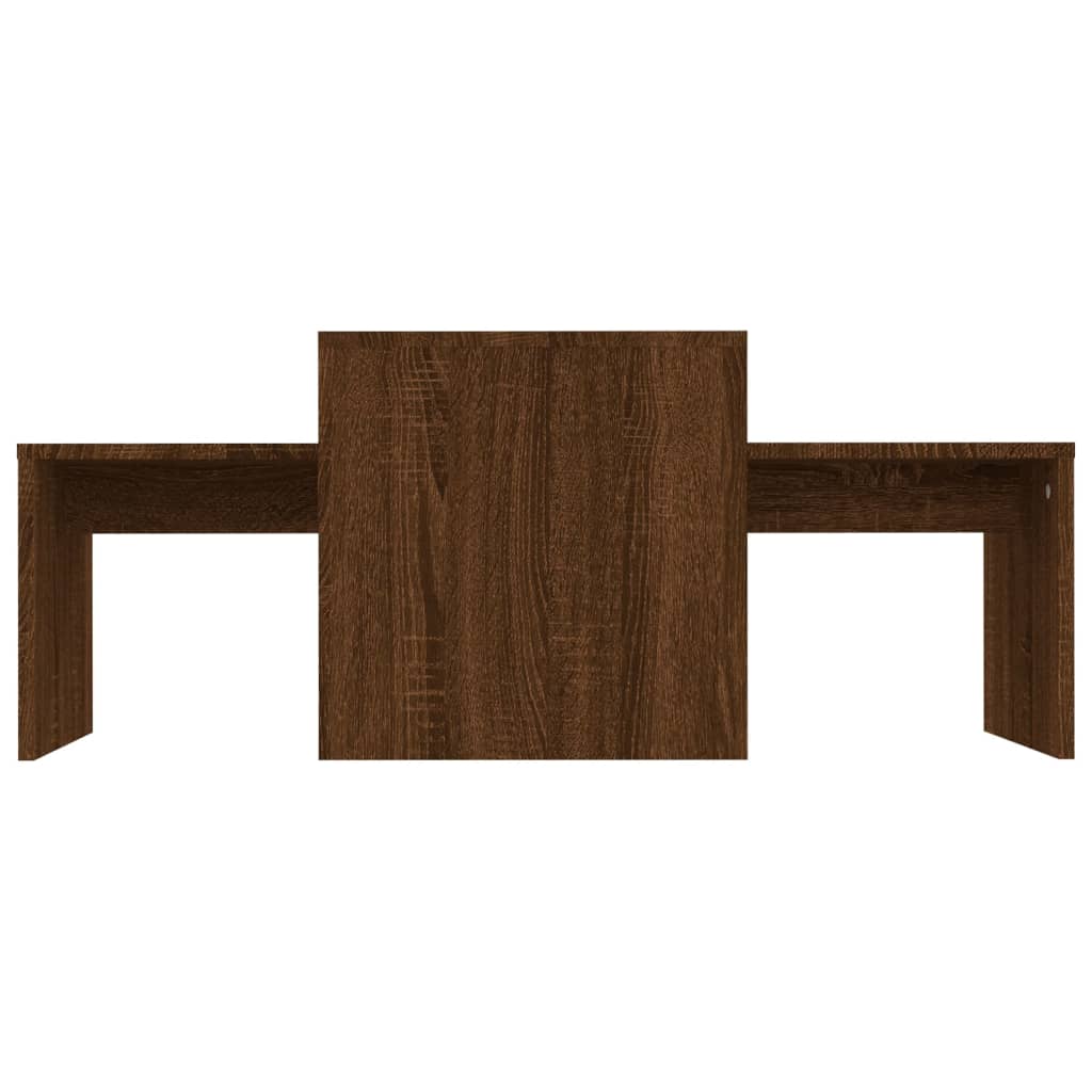 Salontafelset 100x48x40 cm bewerkt hout bruin eikenkleur