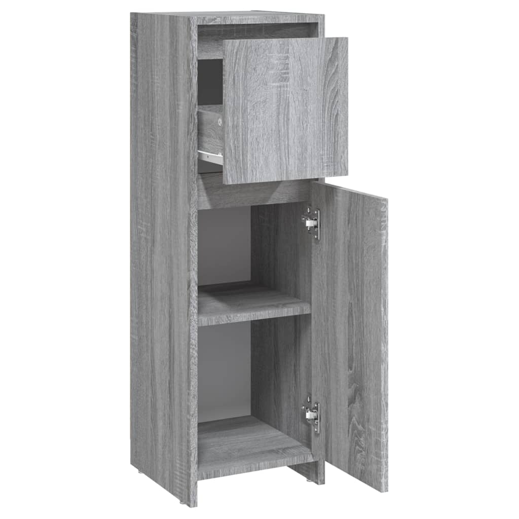 Badkamerkast 30x30x95 cm bewerkt hout grijs sonoma eikenkleurig is nu te koop bij PeponiXL, paradijselijk wonen!