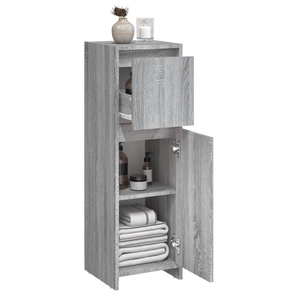Badkamerkast 30x30x95 cm bewerkt hout grijs sonoma eikenkleurig is nu te koop bij PeponiXL, paradijselijk wonen!