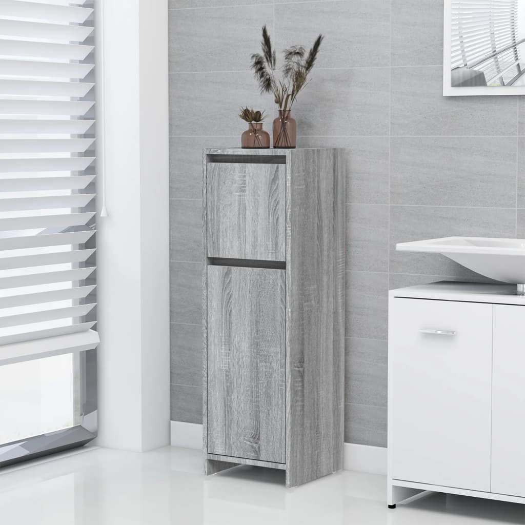 Badkamerkast 30x30x95 cm bewerkt hout grijs sonoma eikenkleurig is nu te koop bij PeponiXL, paradijselijk wonen!