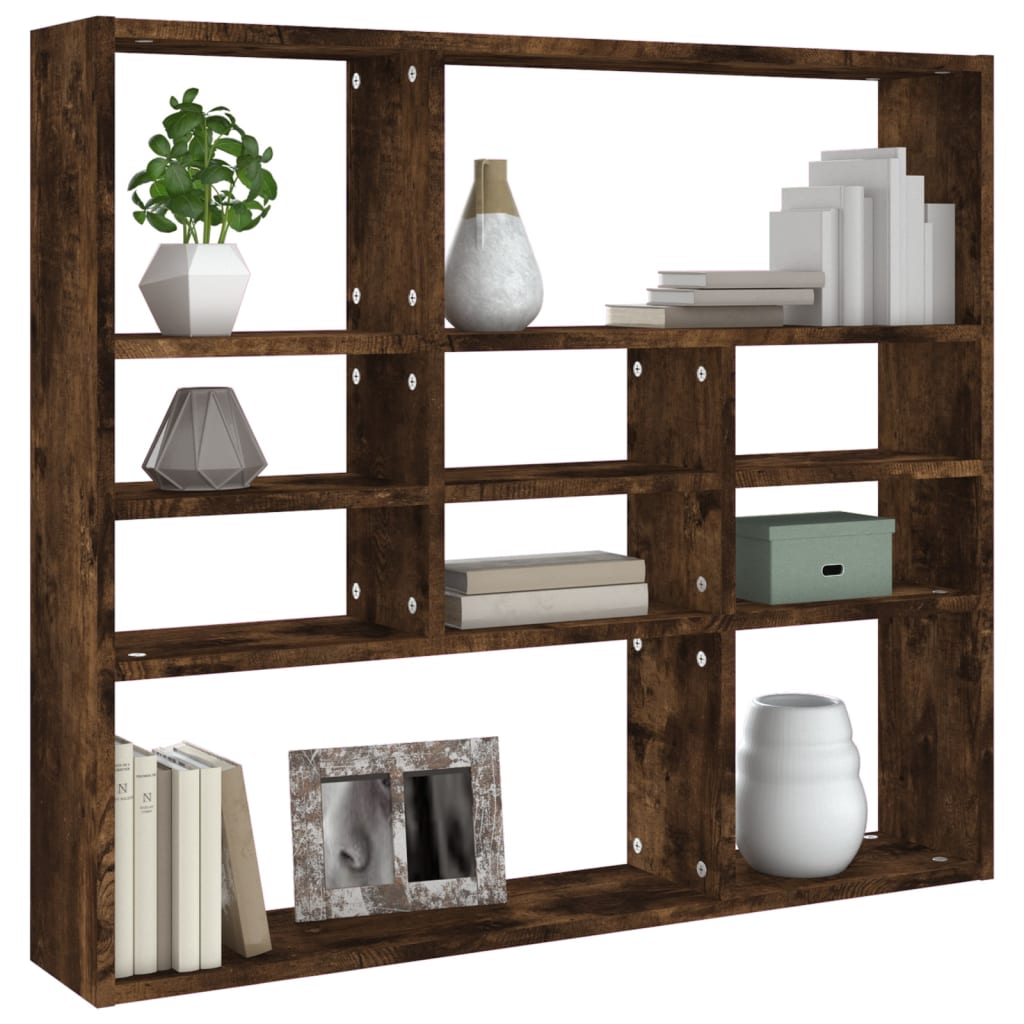 Wandschap 90x16x78 cm bewerkt hout gerookt eikenkleurig is nu te koop bij PeponiXL, paradijselijk wonen!