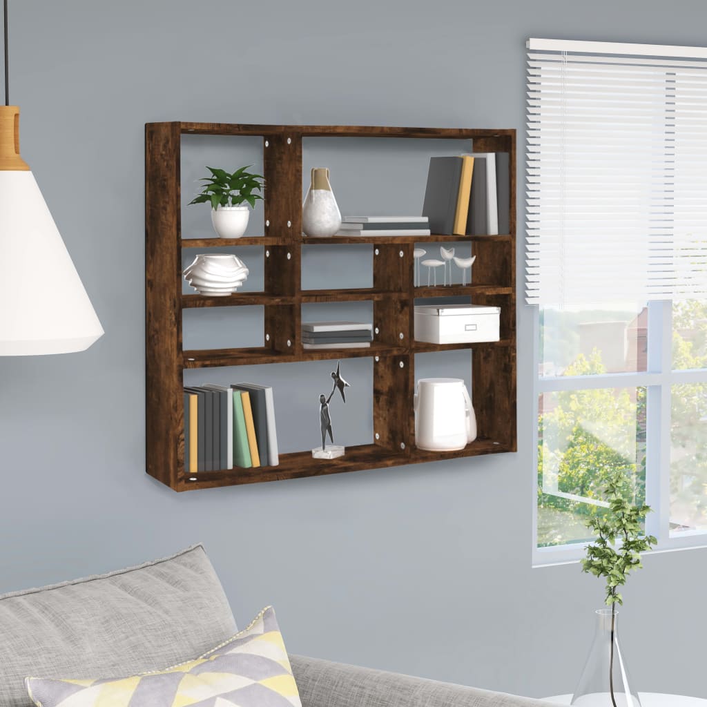 Wandschap 90x16x78 cm bewerkt hout gerookt eikenkleurig is nu te koop bij PeponiXL, paradijselijk wonen!