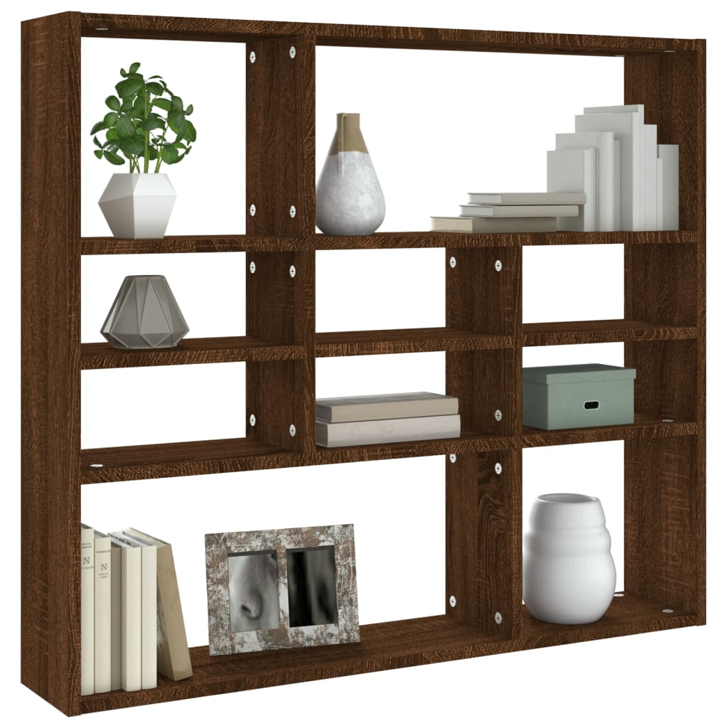 Wandschap 90x16x78 cm bewerkt hout bruin eikenkleur is nu te koop bij PeponiXL, paradijselijk wonen!