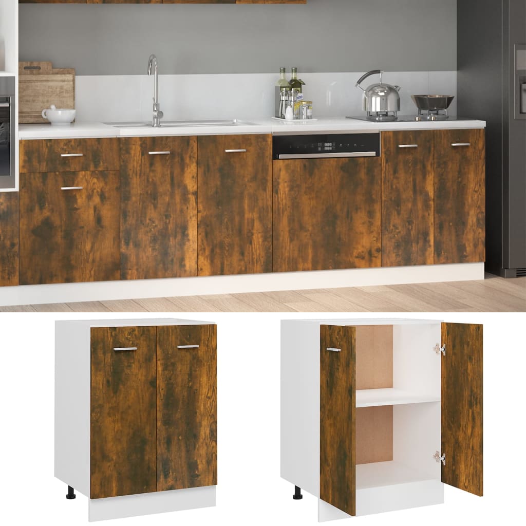 Onderkast Lyon 60x46x81,5 cm bewerkt hout gerookt eikenkleurig is nu te koop bij PeponiXL, paradijselijk wonen!