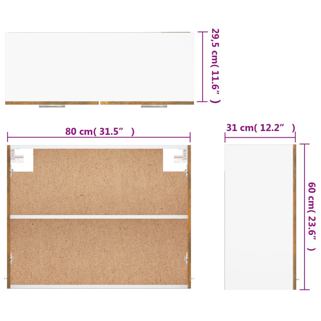 Bovenkast Lyon 80x31x60 cm bewerkt hout gerookt eikenkleurig is nu te koop bij PeponiXL, paradijselijk wonen!