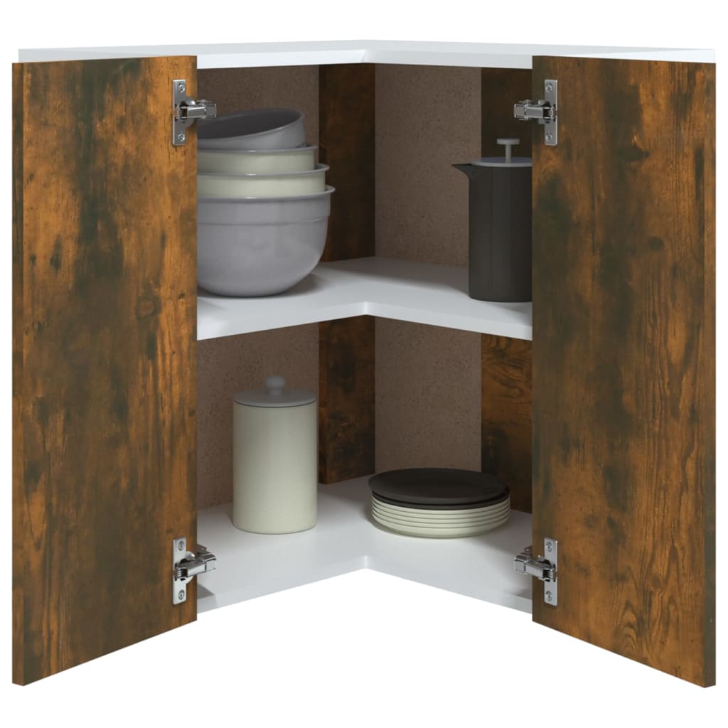 Hanghoekkast Lyon 57x57x60 cm bewerkt hout gerookt eikenkleurig is nu te koop bij PeponiXL, paradijselijk wonen!