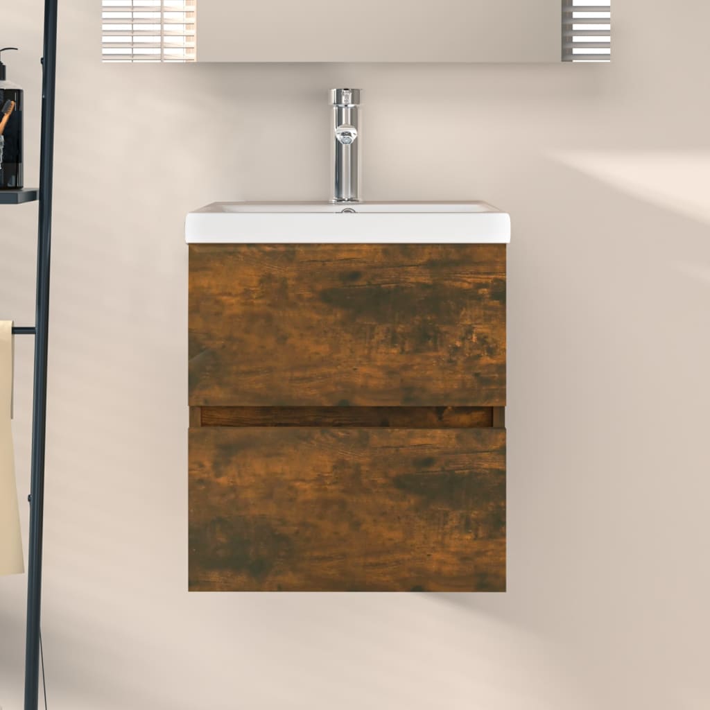 Wastafelkast 41x38,5x45 cm bewerkt hout gerookt eikenkleurig is nu te koop bij PeponiXL, paradijselijk wonen!
