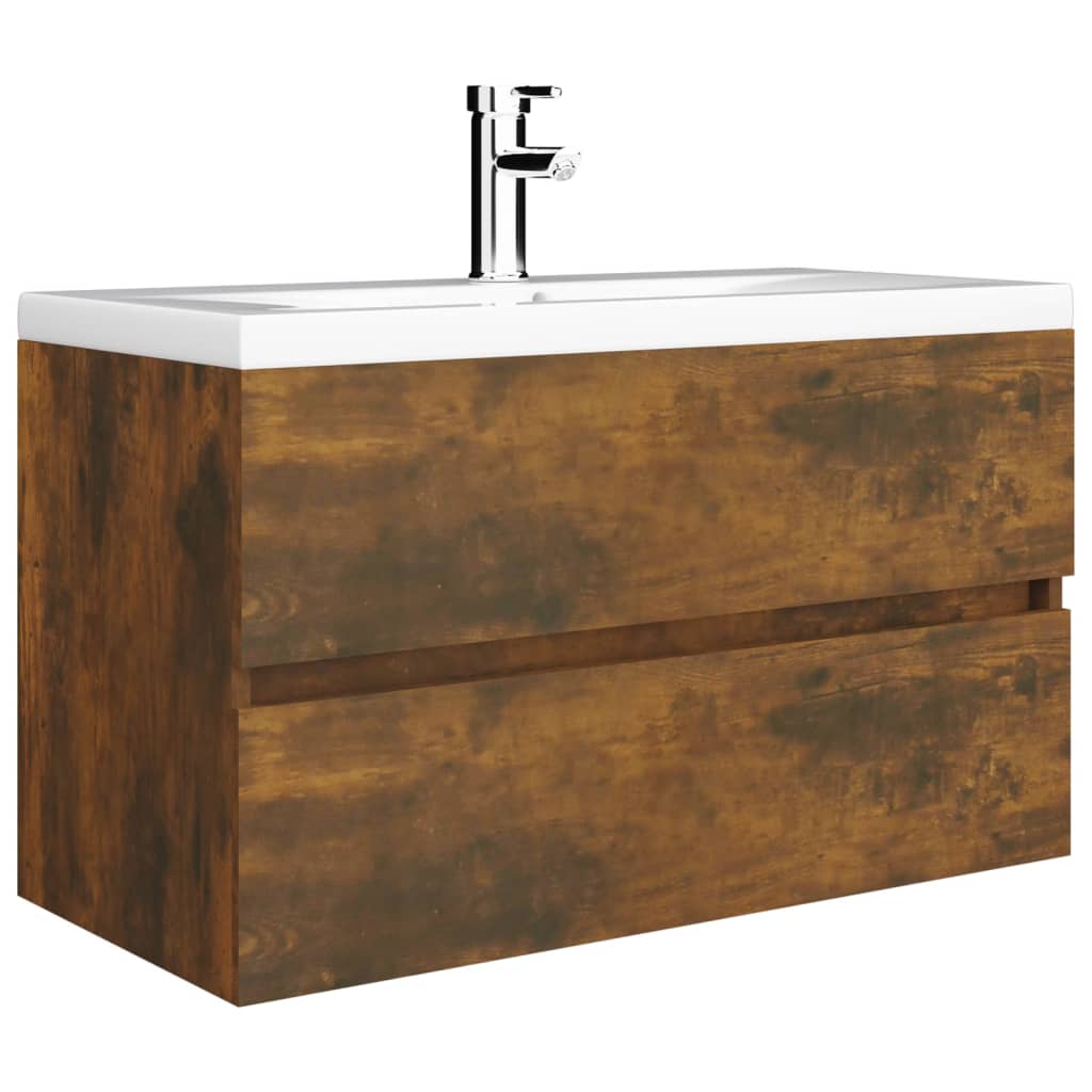 Wastafelkast 80x38,5x45 cm bewerkt hout gerookt eikenkleurig is nu te koop bij PeponiXL, paradijselijk wonen!